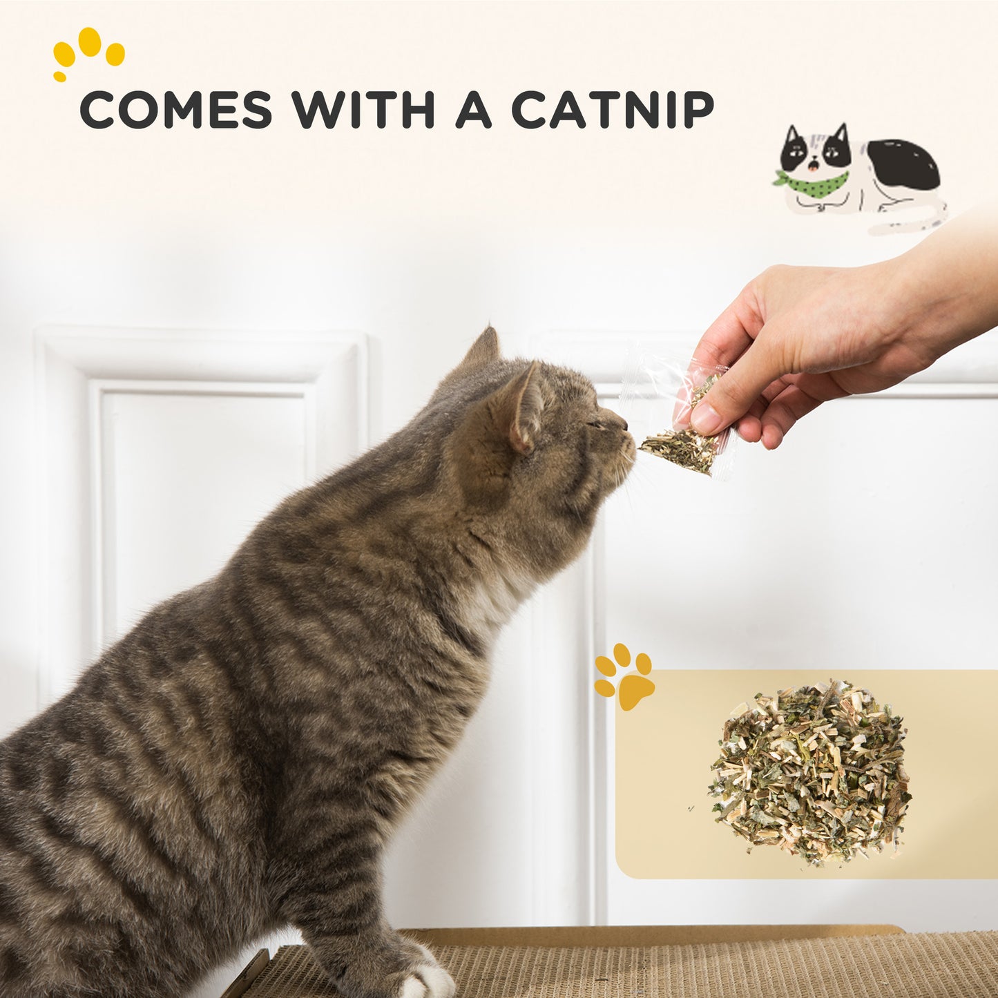 2 in 1 TV Shape Cat Scratching Board House with Catnip, for Indoor Cats in Brown | PawHut